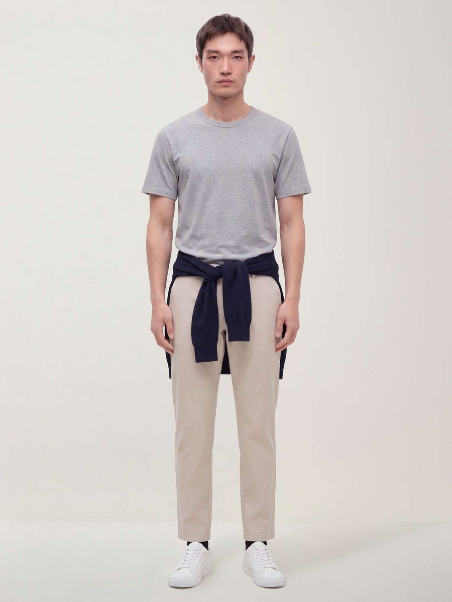 Men Grey Cotton Crew Neck T-Shirt