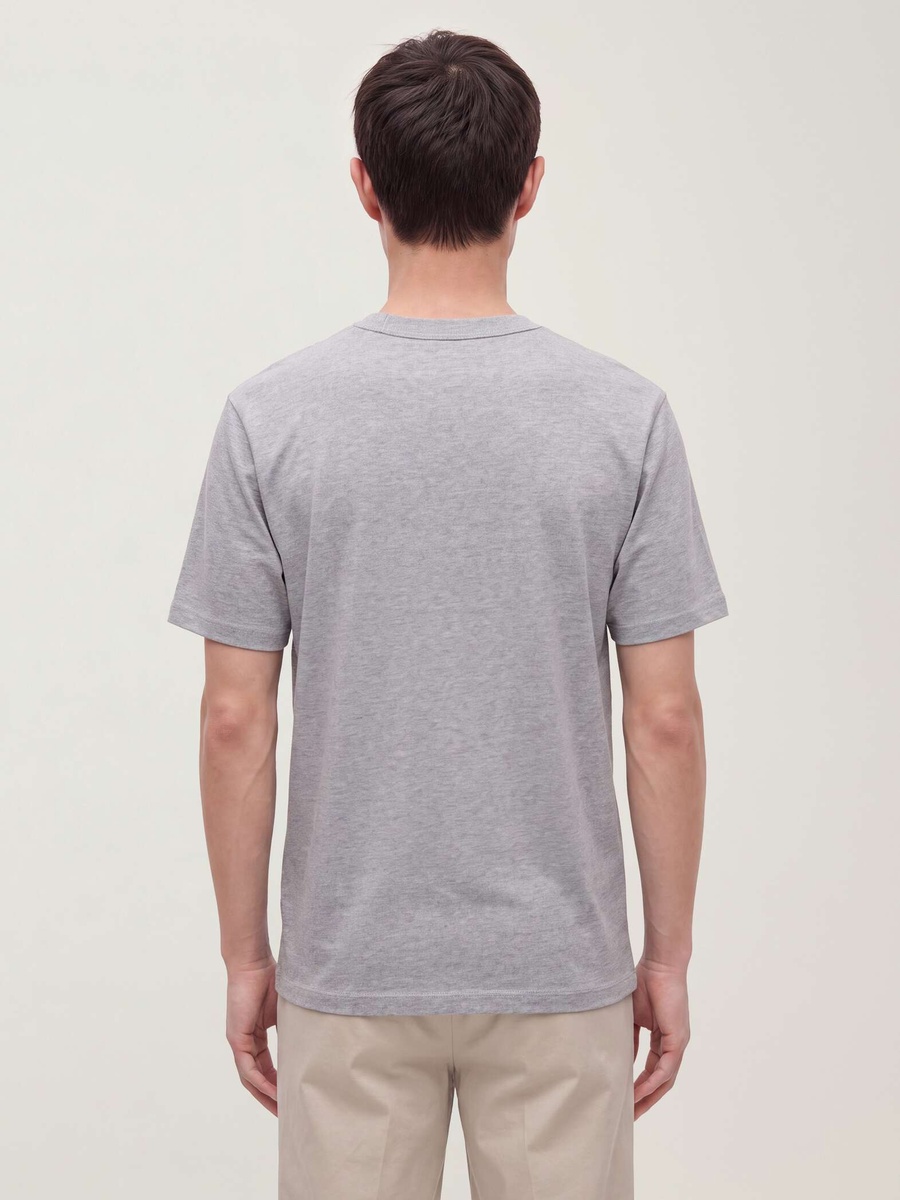 Men Grey Cotton Crew Neck T-Shirt