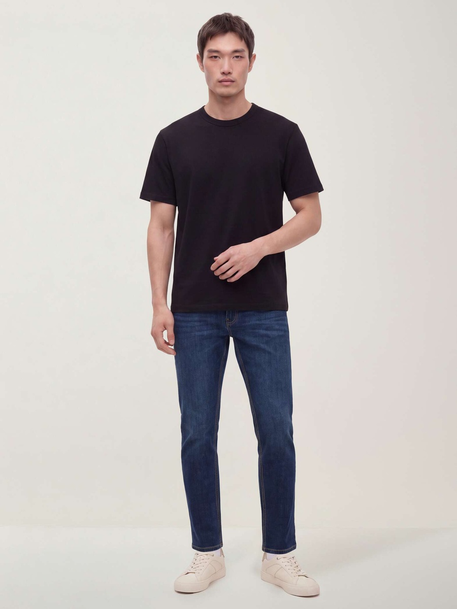 Men Black Pure Cotton Crew Neck T-Shirt