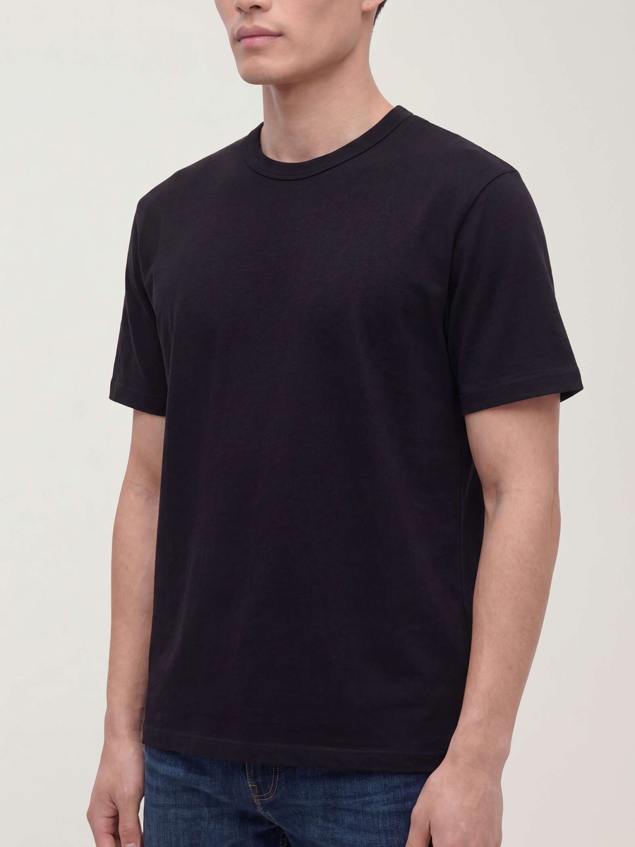 Men Black Pure Cotton Crew Neck T-Shirt