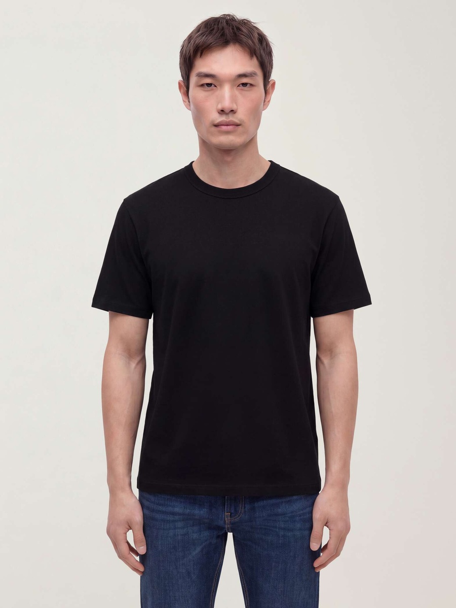 Men Black Pure Cotton Crew Neck T-Shirt