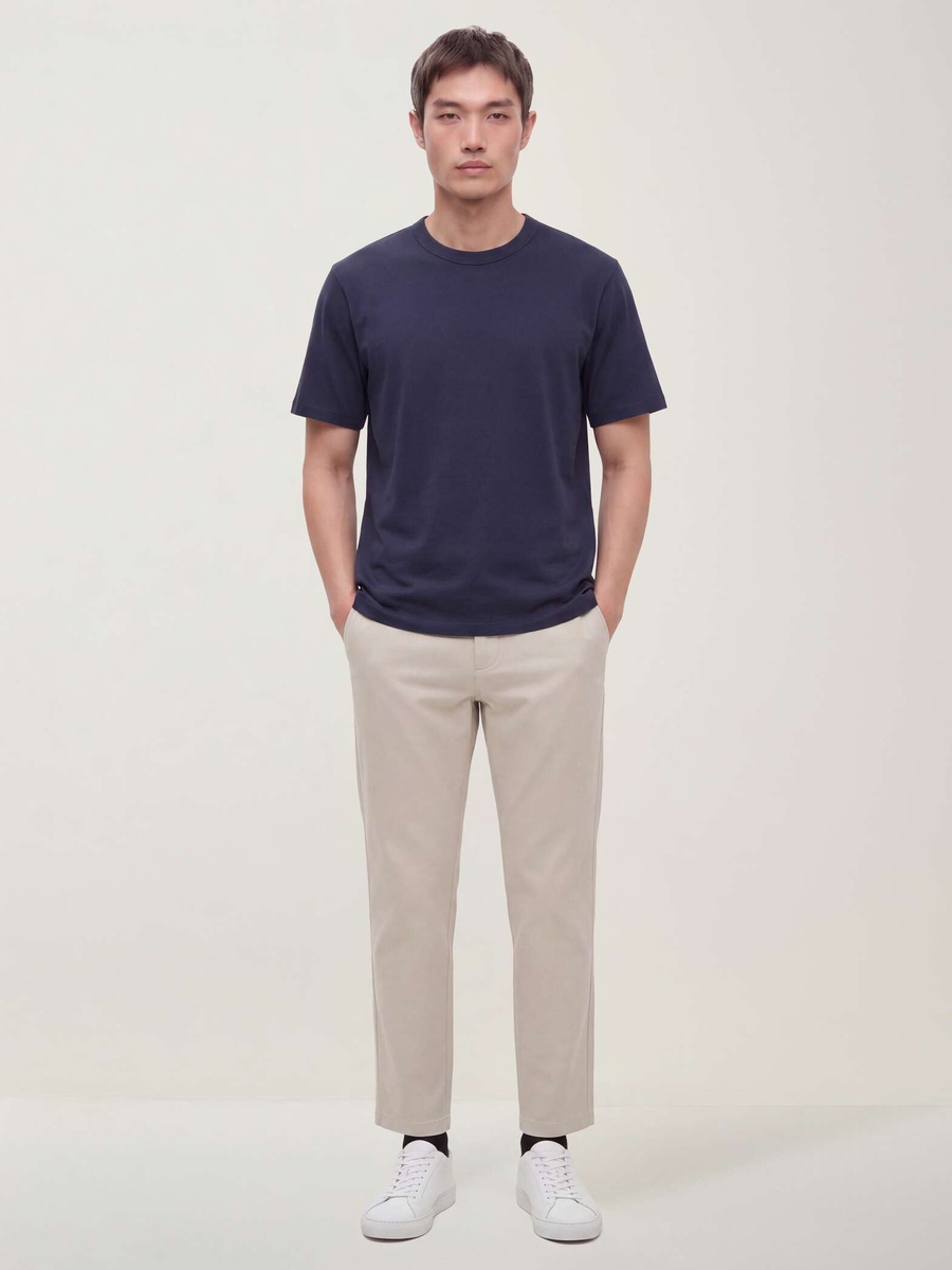 Men Blue Relaxed Fit Cotton Crew Neck T-Shirt