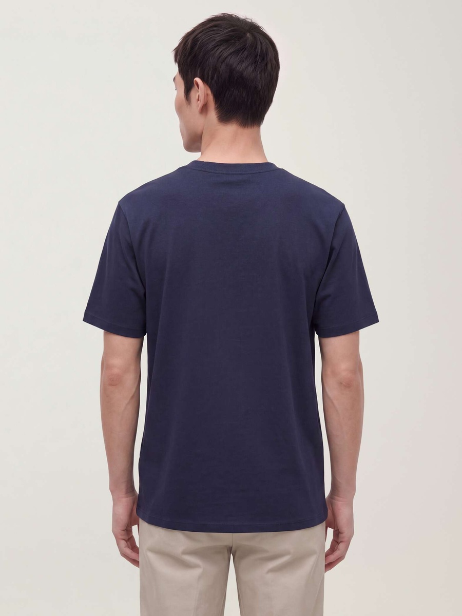 Men Blue Relaxed Fit Cotton Crew Neck T-Shirt
