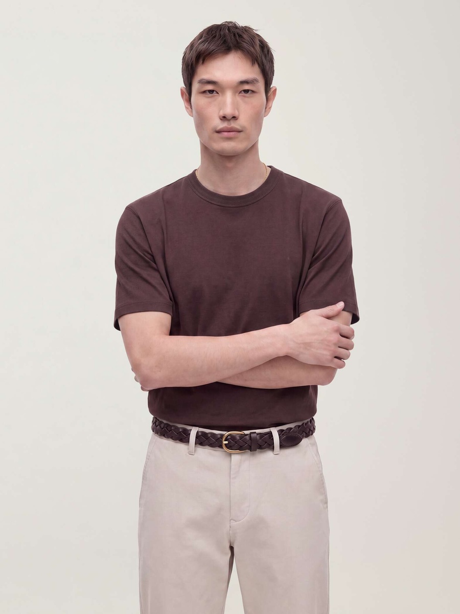 Men Brown Pure Cotton Crew Neck T-Shirt
