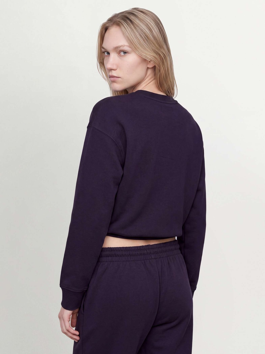Purple Cotton-Blend Crew Neck Sweatshirt