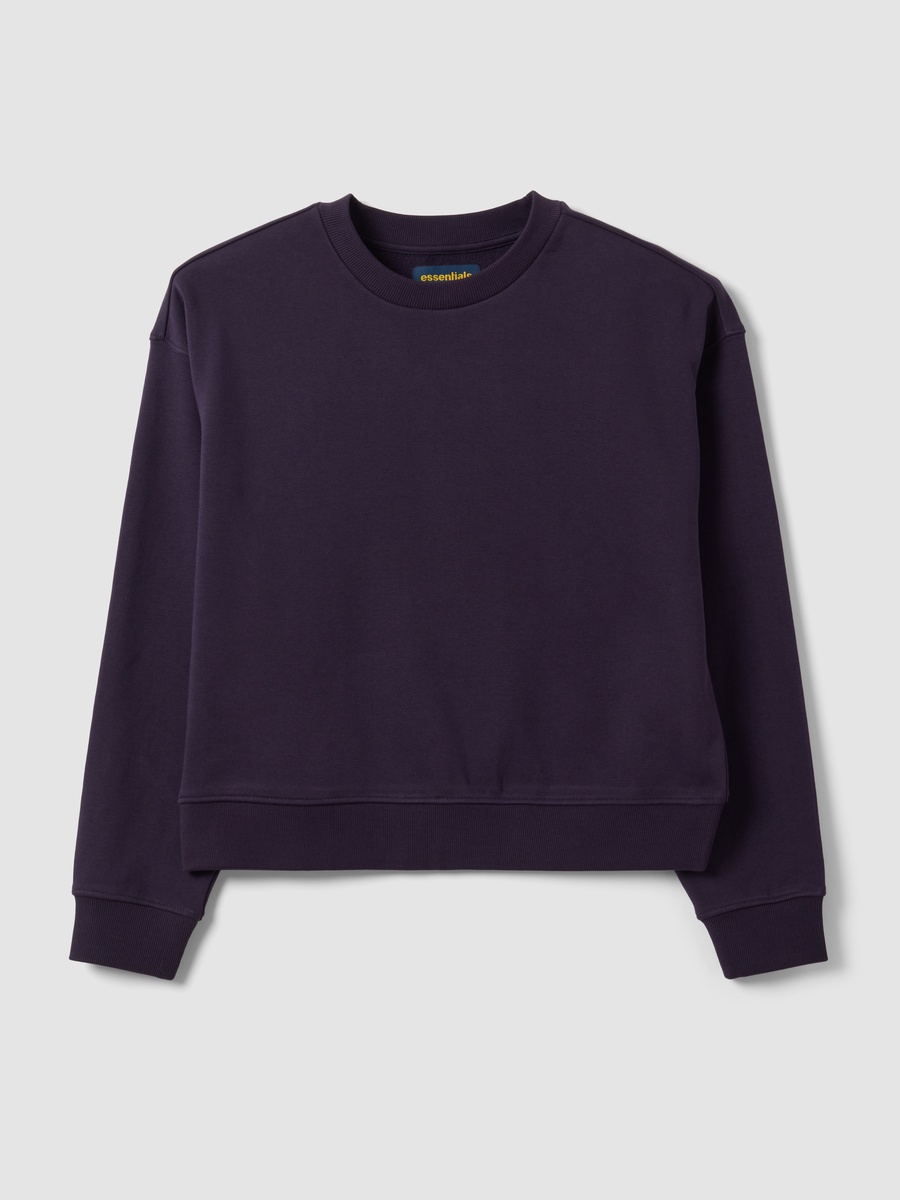 Purple Cotton-Blend Crew Neck Sweatshirt