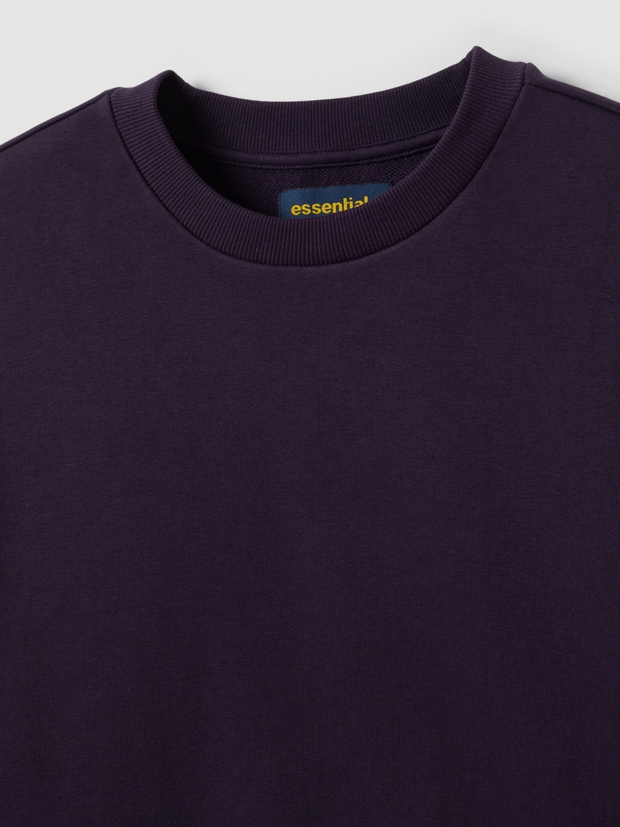 Purple Cotton-Blend Crew Neck Sweatshirt