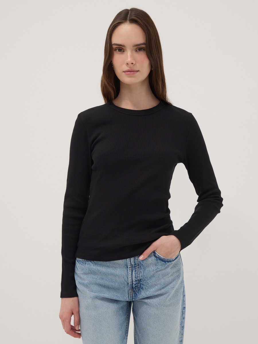 Black Long Sleeve Pure Cotton T-Shirt