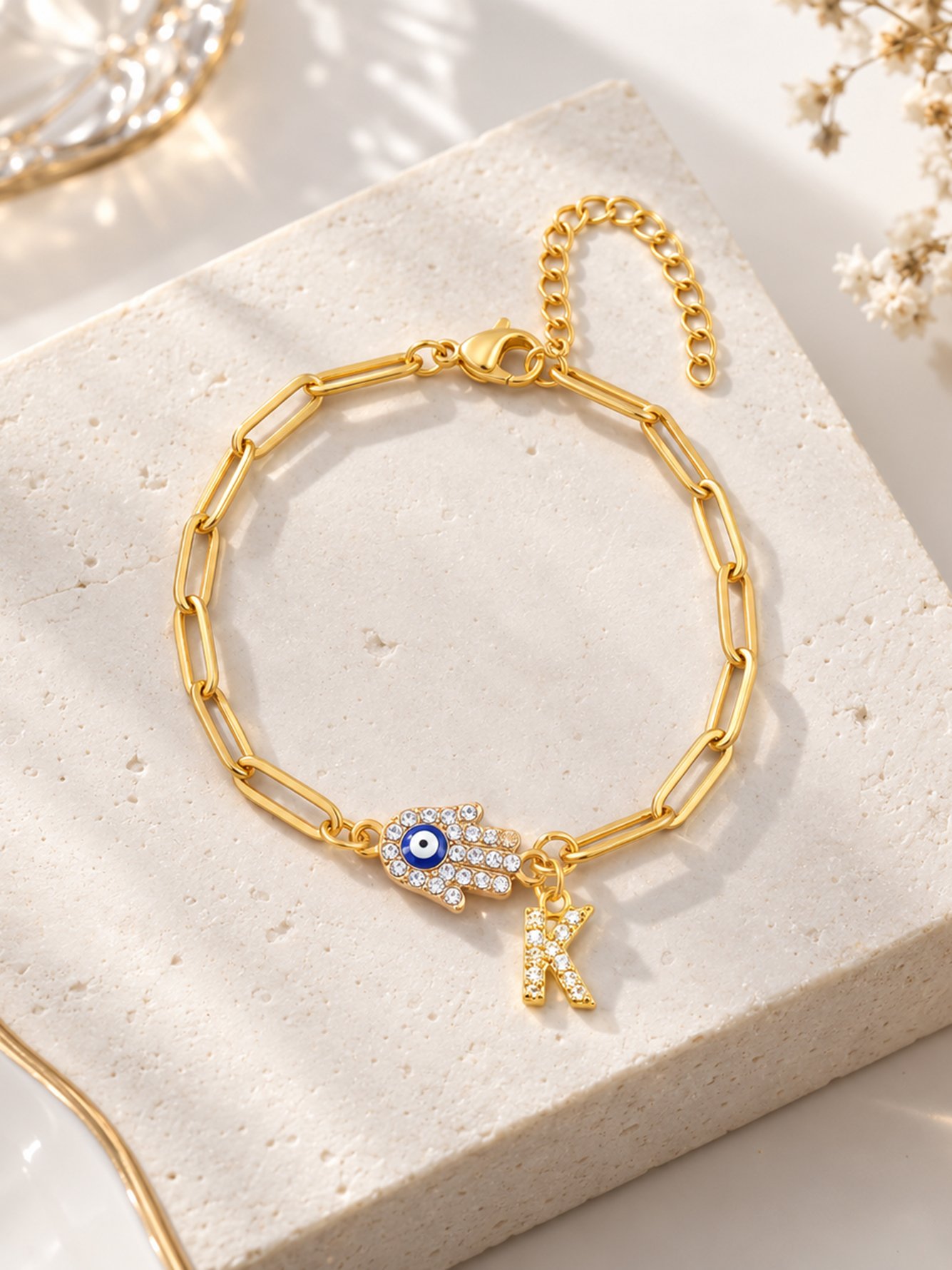 Gold Solid Charm Bracelet
