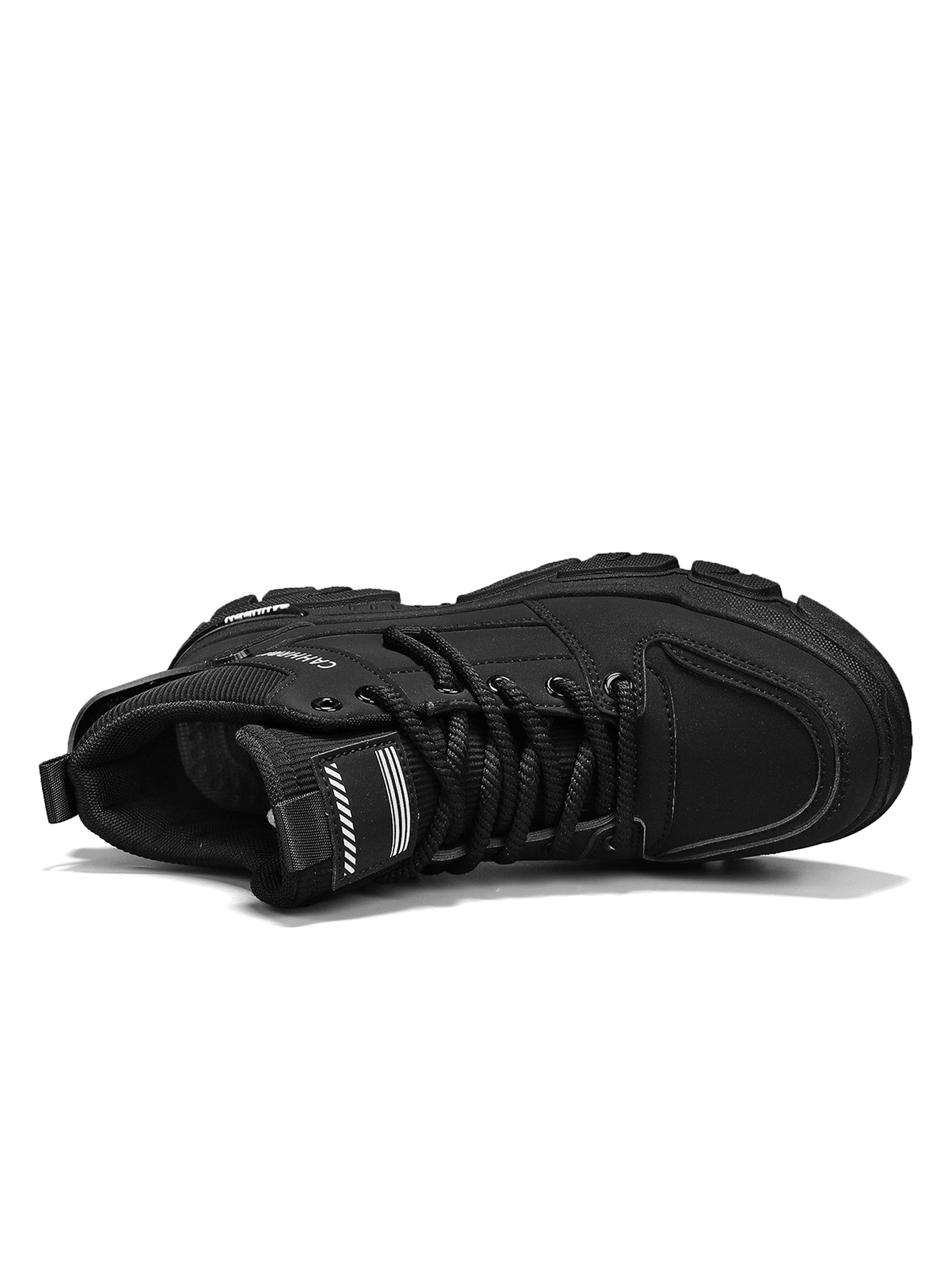 Black Plain Lace Ups Ankle Boots