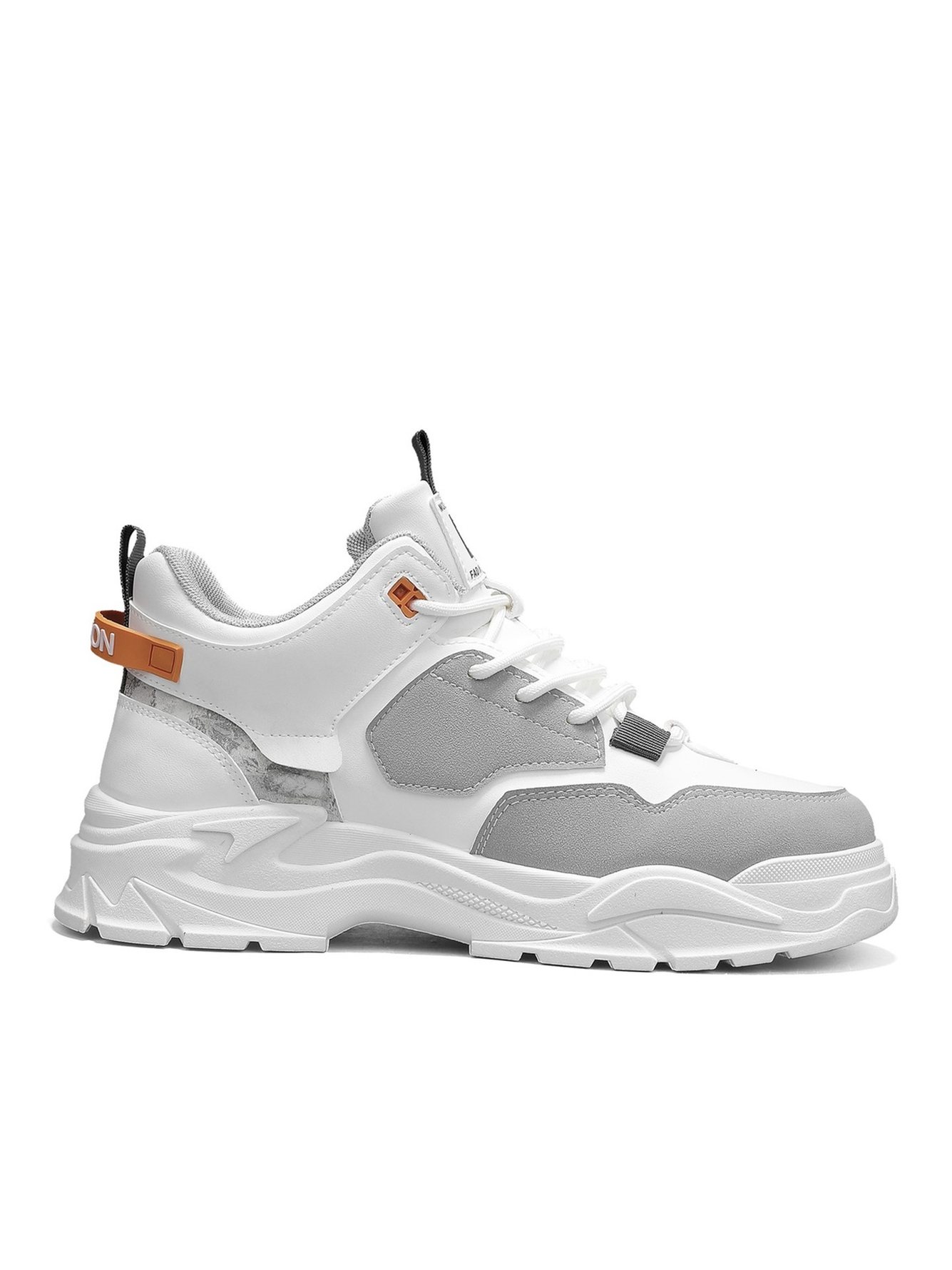 White Plain Lace Ups Sneakers