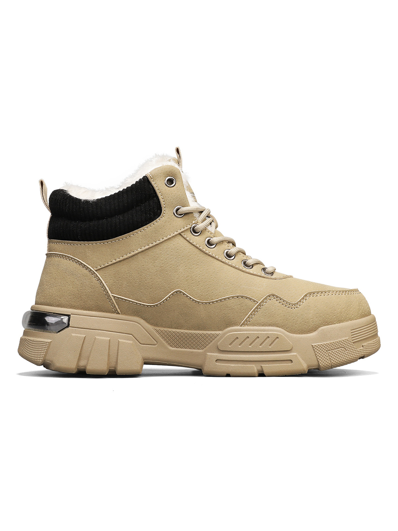 Beige Logo Lace Ups Ankle Boots
