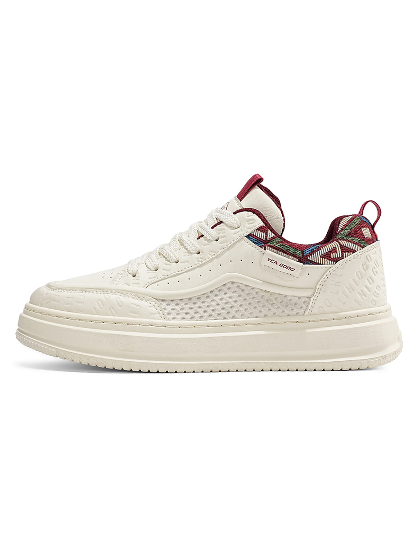 Beige Plain Lace Ups Sneakers