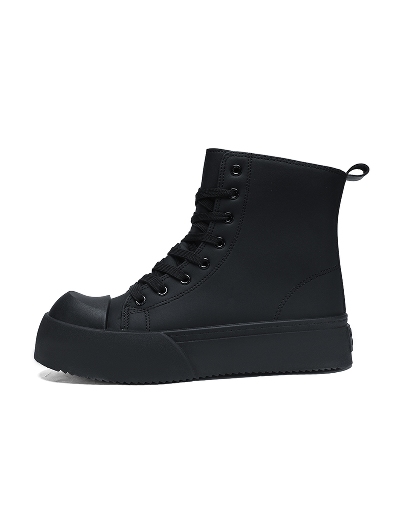 Black Plain Lace Ups Ankle Boots
