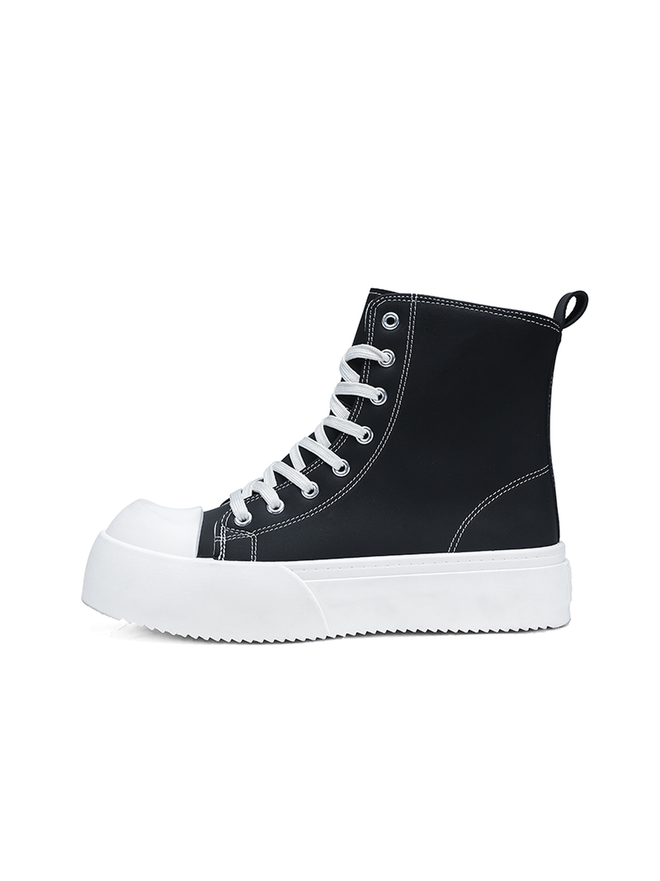 Monochrome Plain Lace Ups Ankle Boots