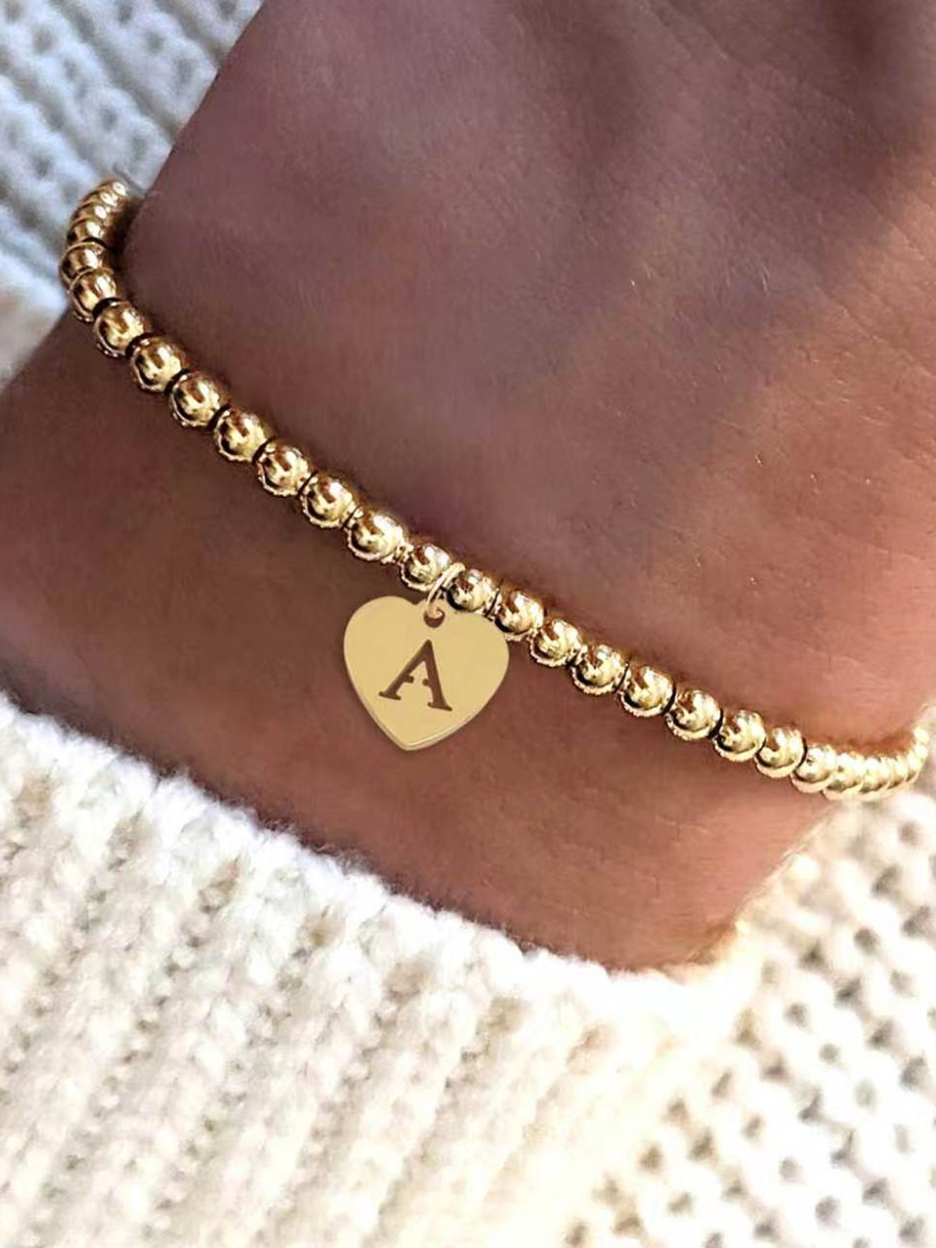 Gold Solid Beaded Bracelet