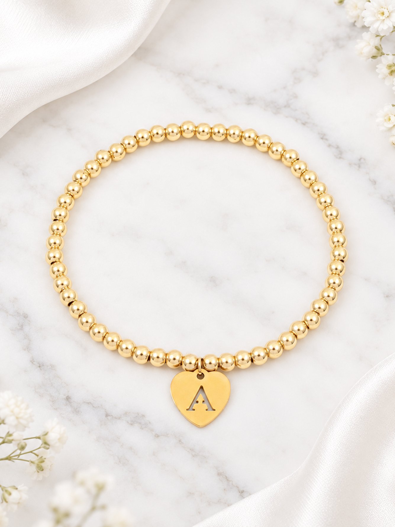 Gold Solid Beaded Bracelet