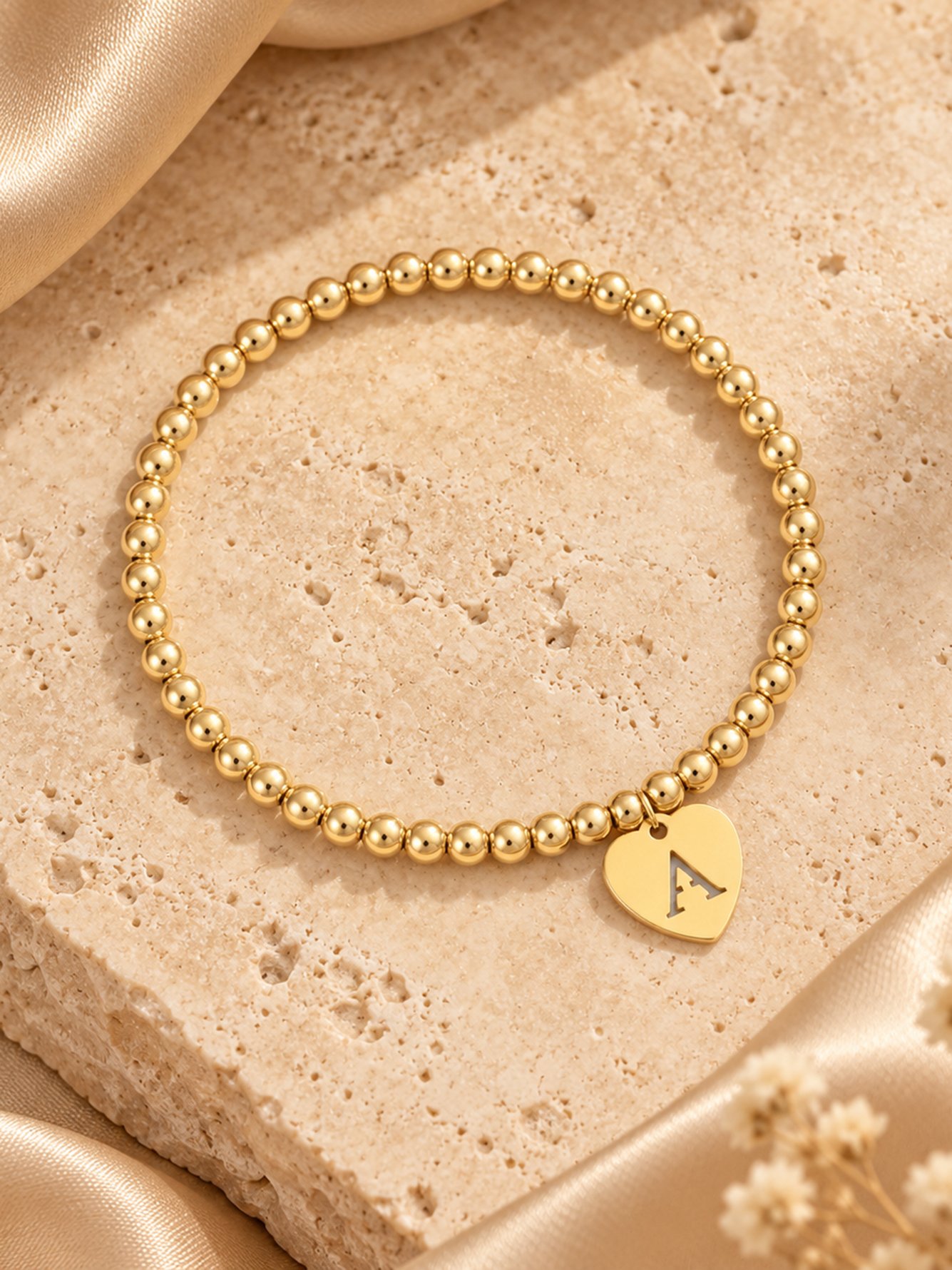 Gold Solid Beaded Bracelet