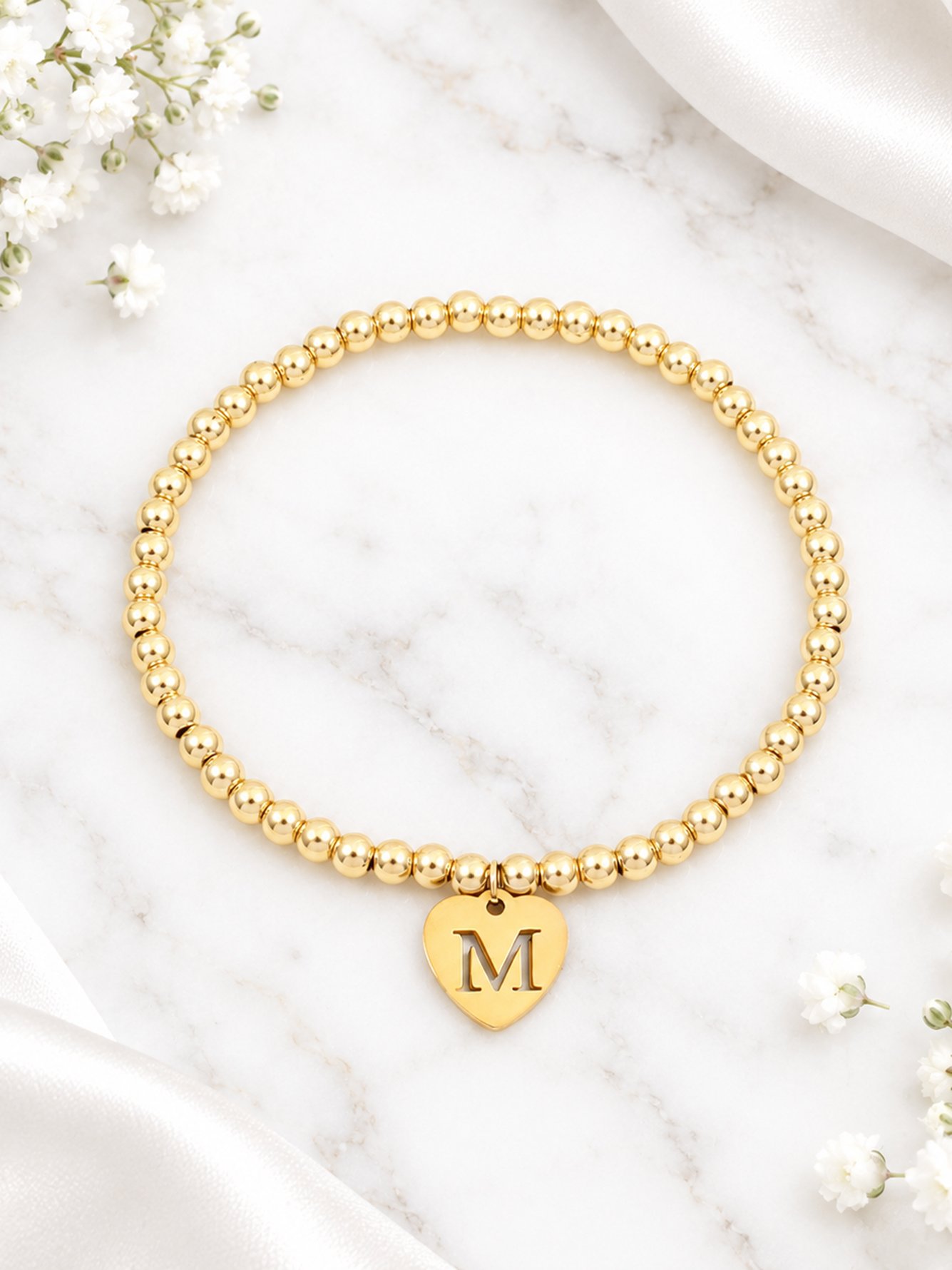 Gold Solid Beaded Bracelet