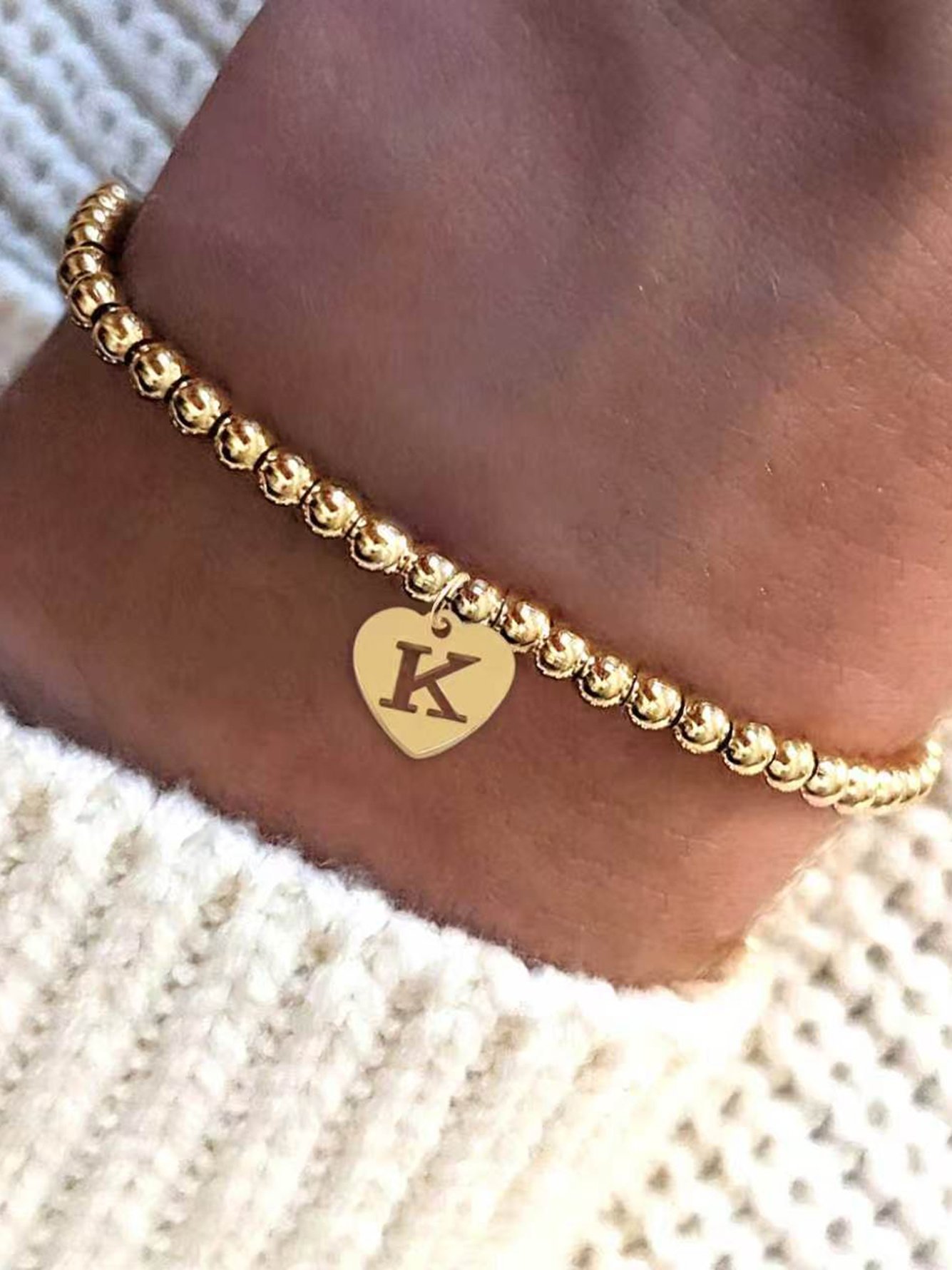 Gold Solid Beaded Bracelet