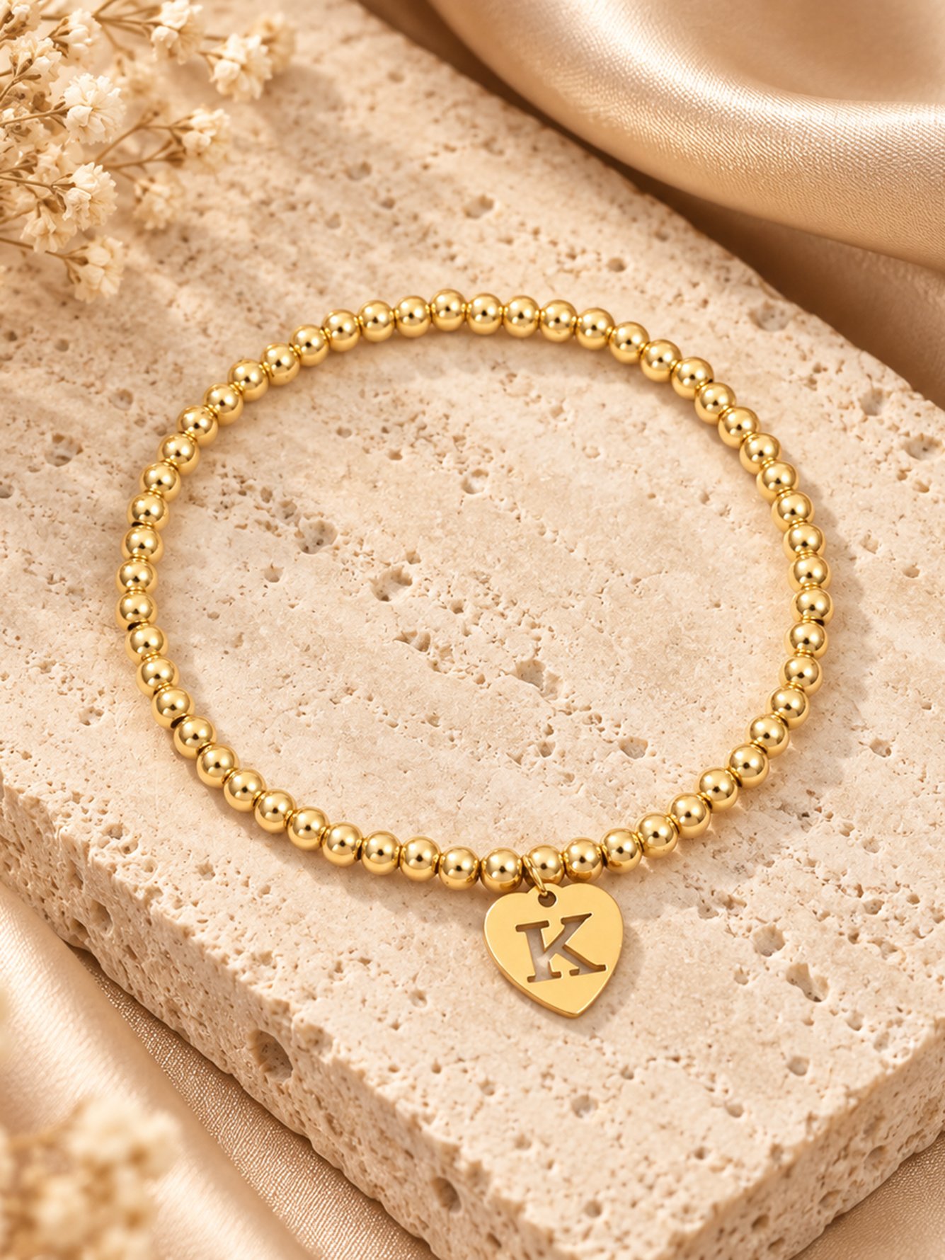Gold Solid Beaded Bracelet