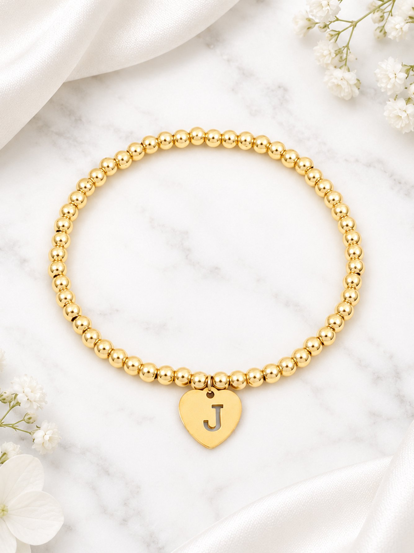 Gold Solid Beaded Bracelet