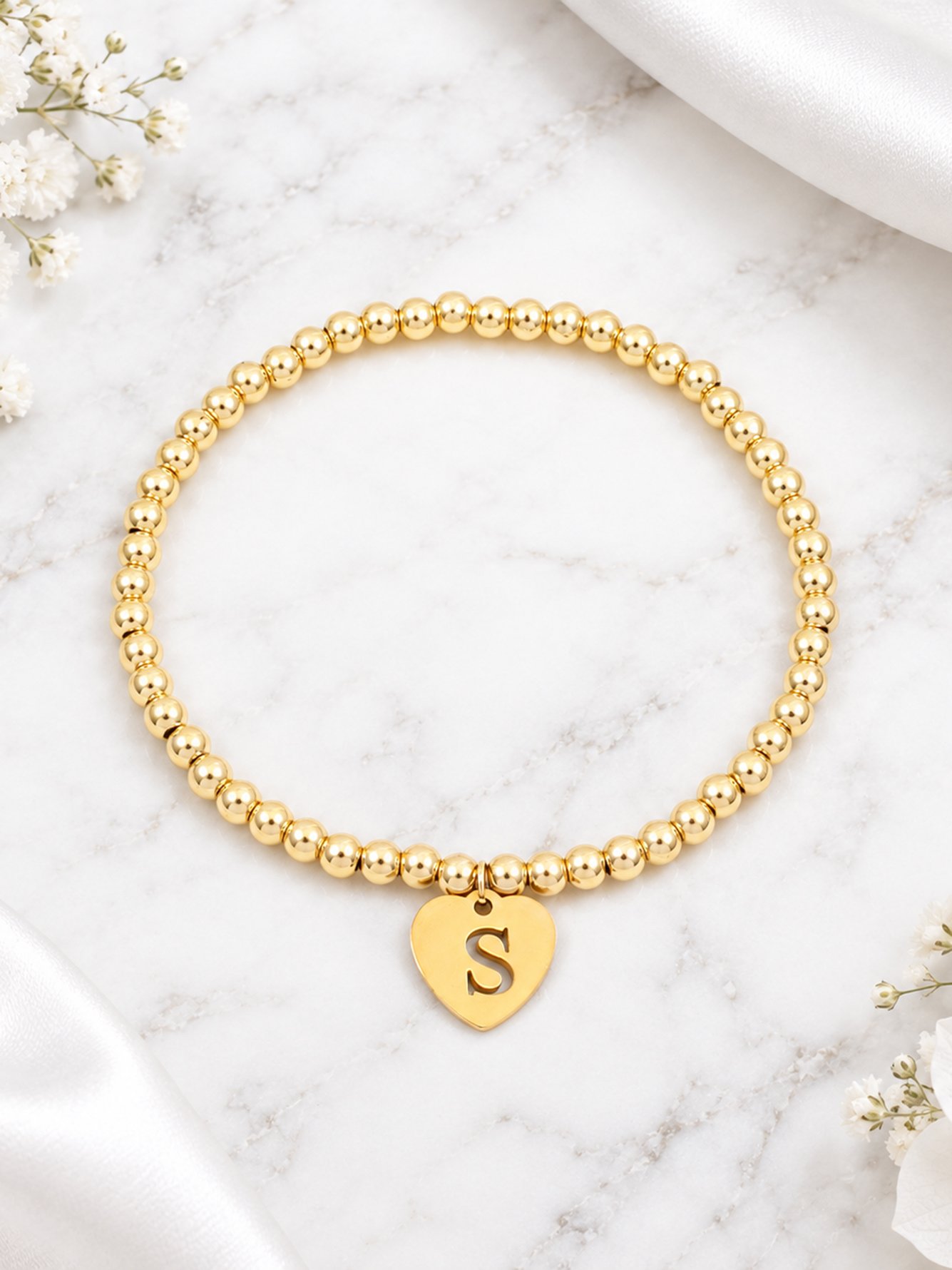 Gold Solid Beaded Bracelet