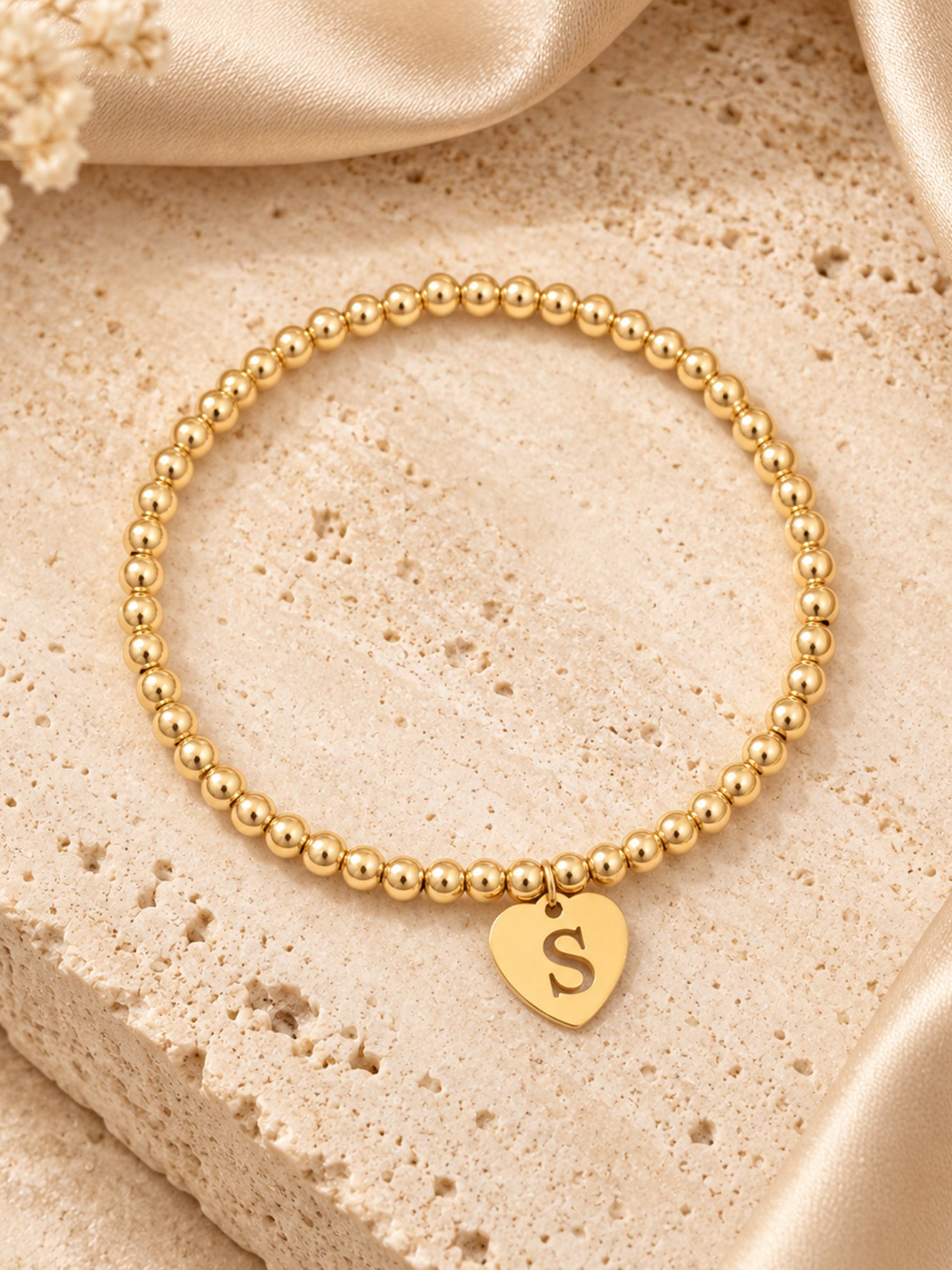 Gold Solid Beaded Bracelet