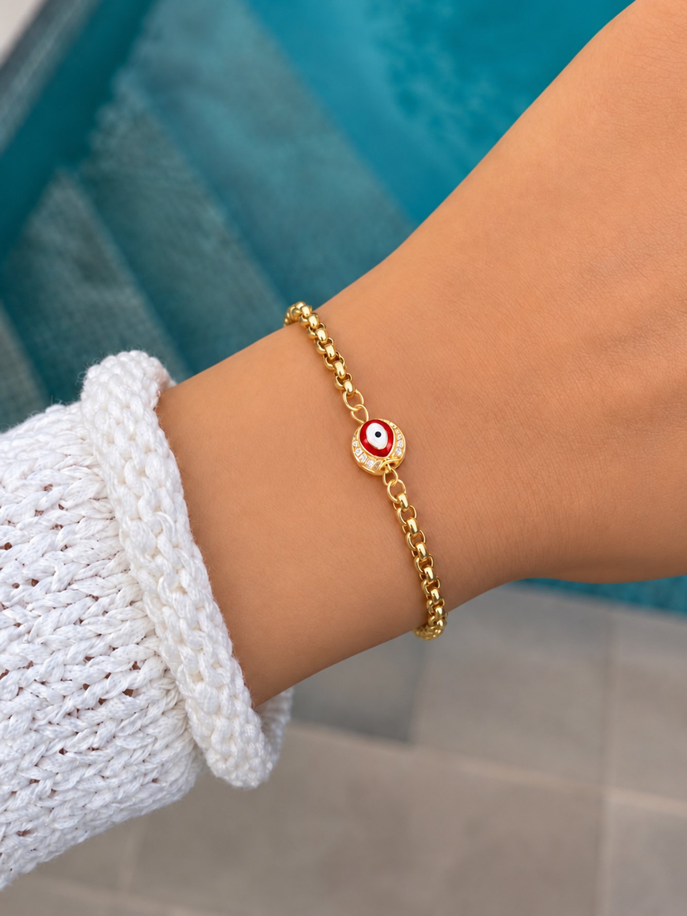 Gold Solid Link Bracelet