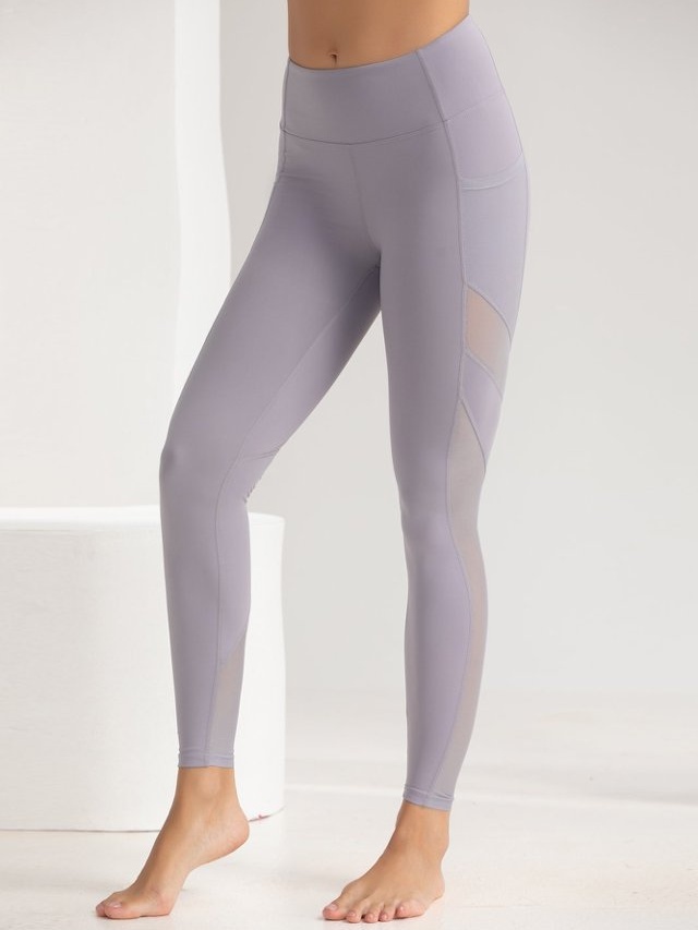 Lilac Solid Activewear Leggings with Side Pocket