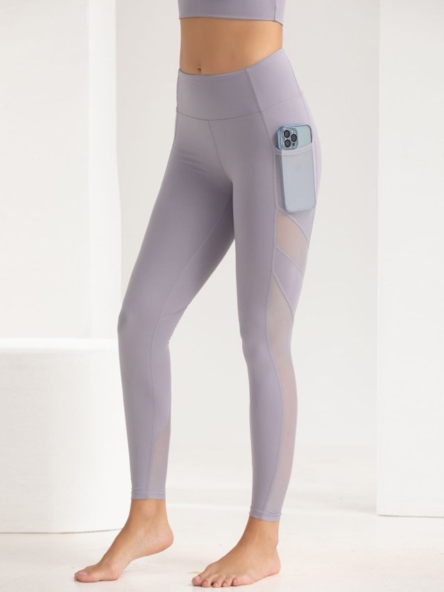Lilac Solid Activewear Leggings with Side Pocket