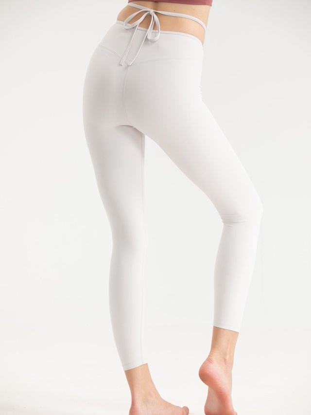 Silver Waist Tie Detail Activewear Leggings