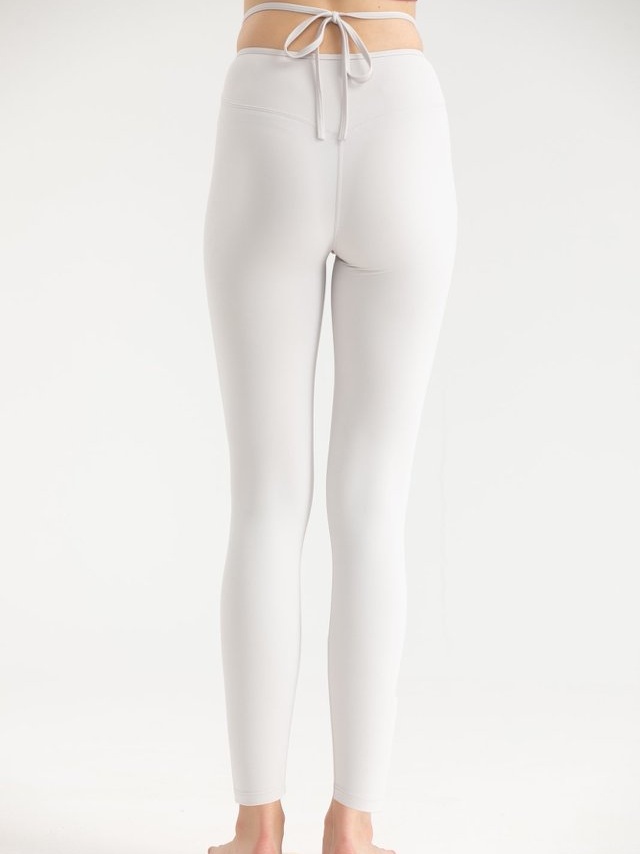 Silver Waist Tie Detail Activewear Leggings
