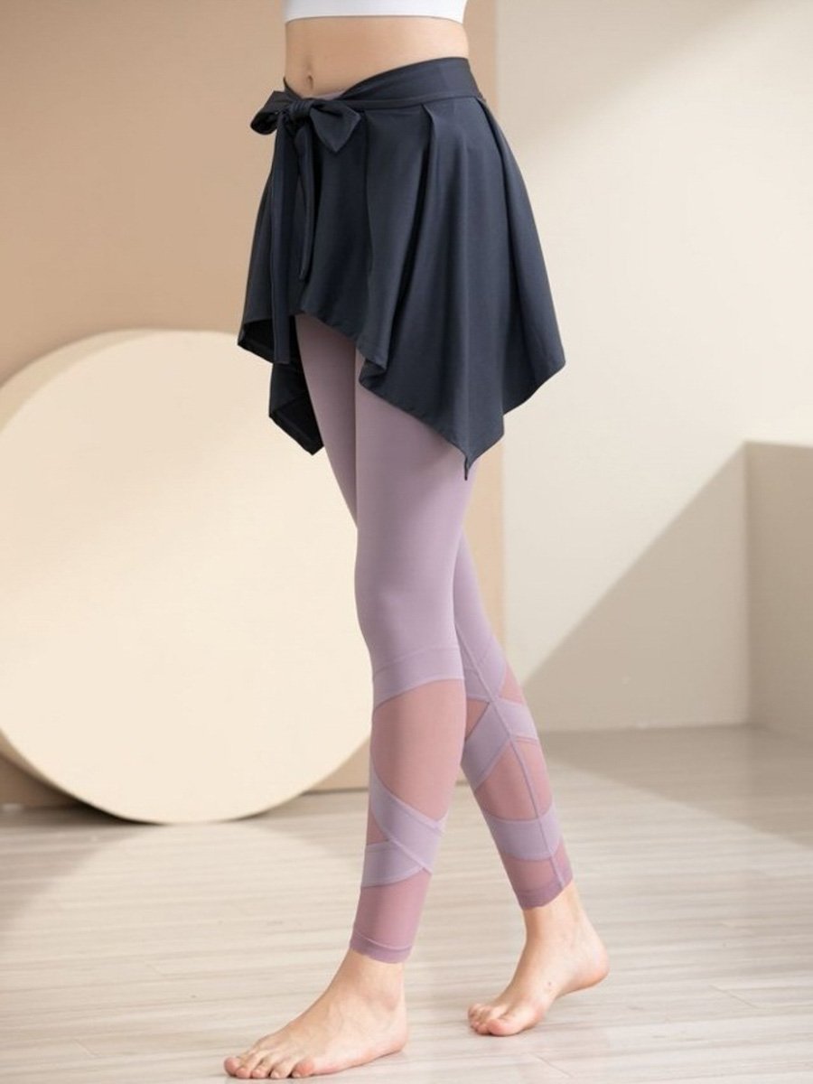 Lilac 2in1 Tie Skirted 3/4 Active Leggings