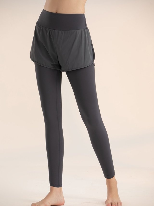 Grey 2-in-1 Active Leggings with Attached Shorts