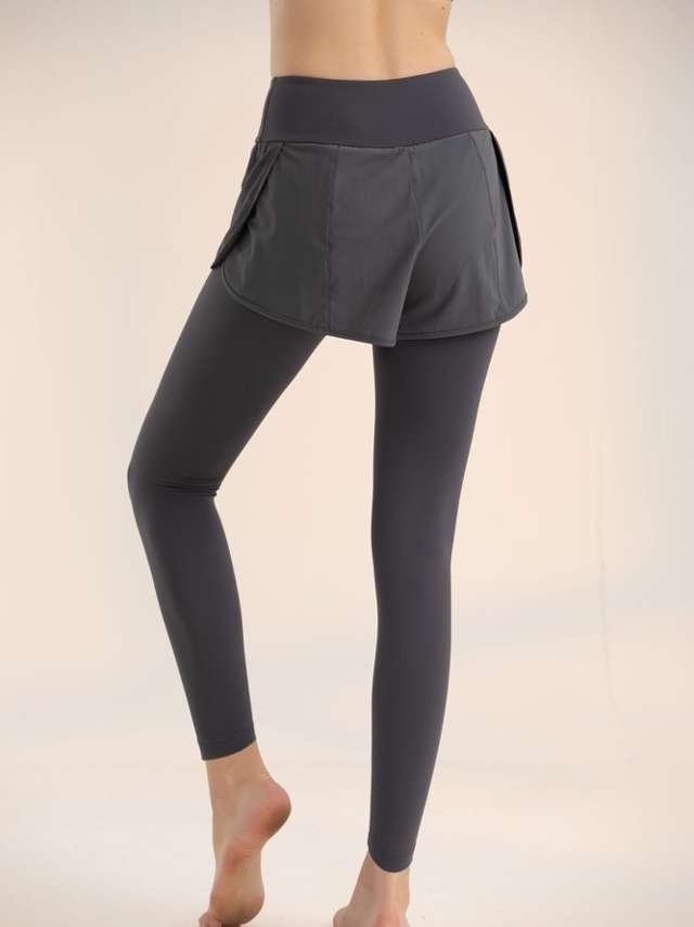 Grey 2-in-1 Active Leggings with Attached Shorts