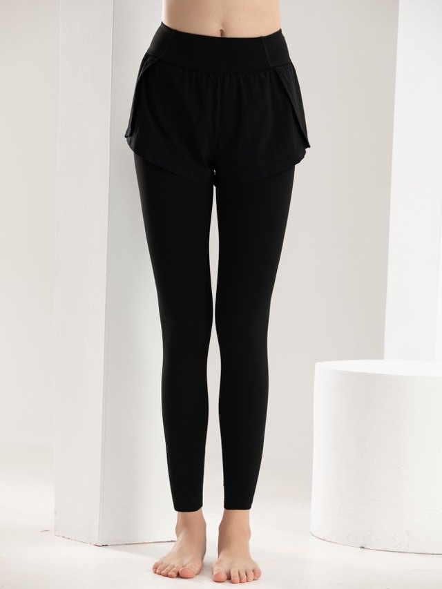 Black 2-in-1 Active Leggings with Attached Shorts