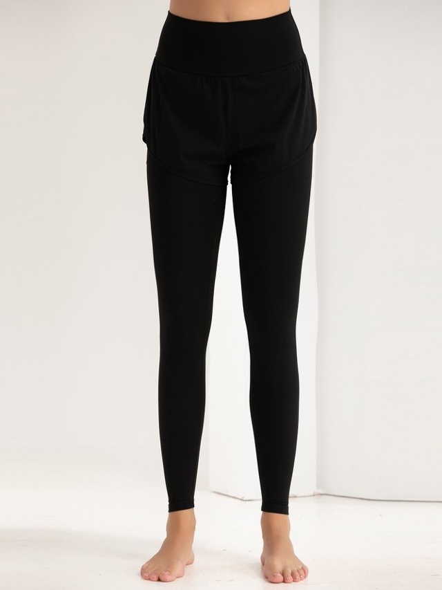 Black 2-in-1 Active Leggings with Attached Shorts