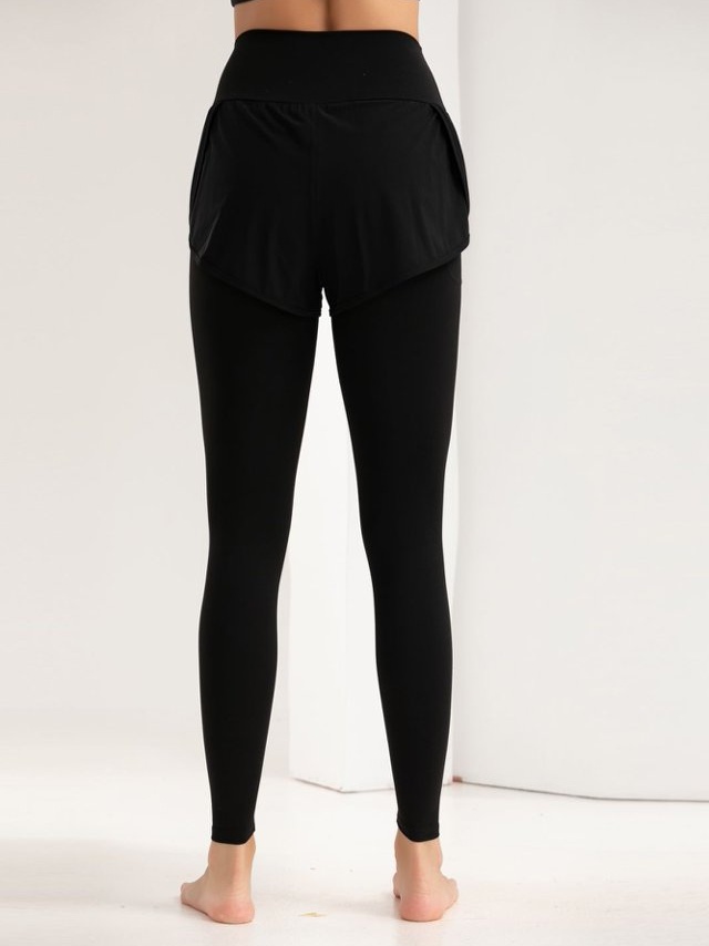 Black 2-in-1 Active Leggings with Attached Shorts