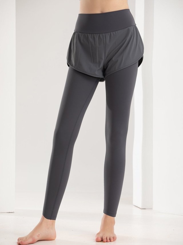 Grey 2-in-1 Active Leggings with Attached Shorts