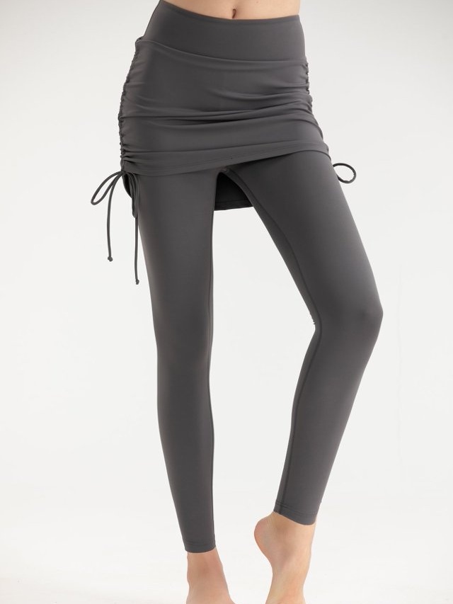 Grey Ruched Skirted Activewear Leggings