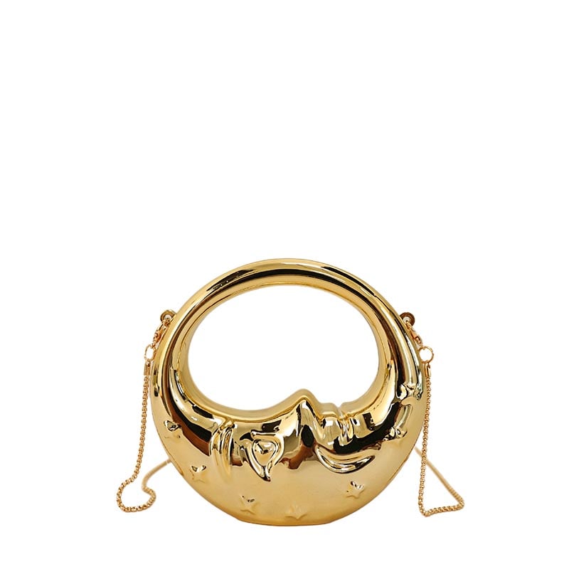 Gold Printed Crossbody Bag with Push Lock
