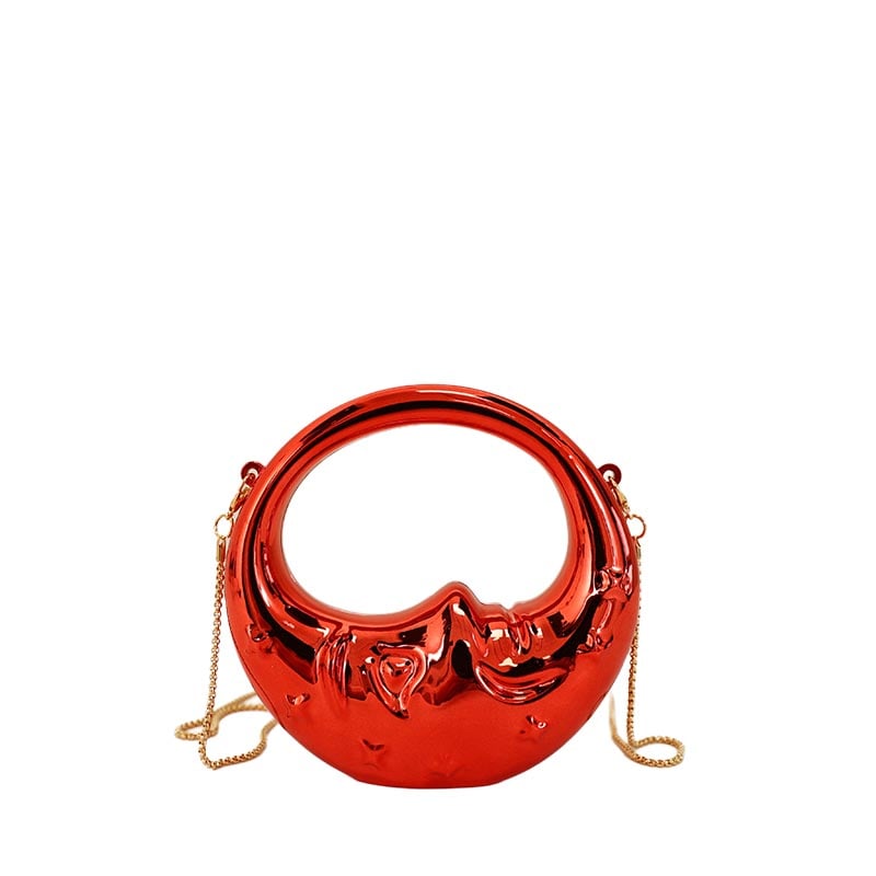 Red Printed Crossbody Bag with Push Lock