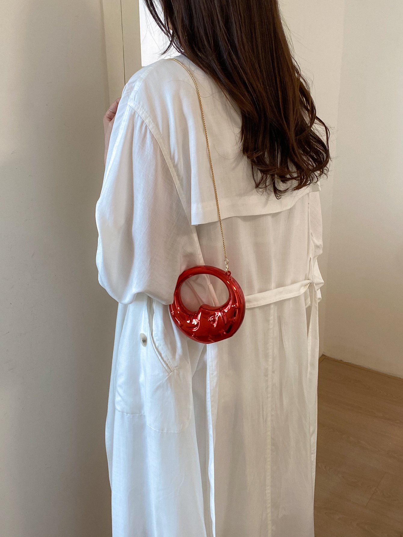 Red Printed Crossbody Bag with Push Lock