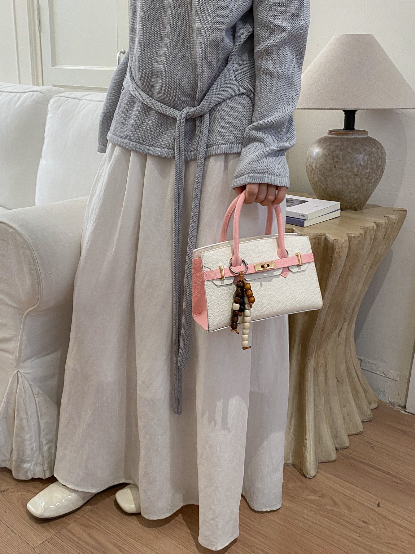 Mini Crossbody Bag with Beaded Charm