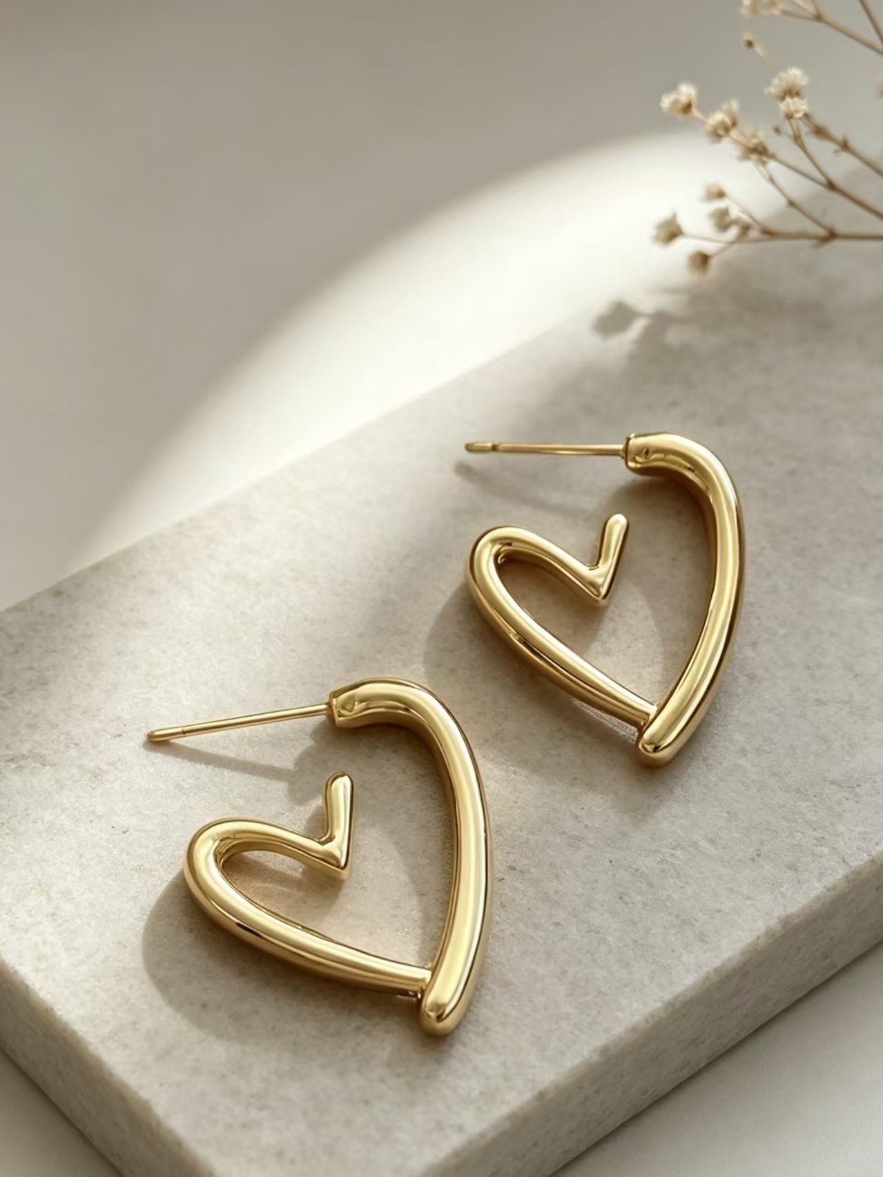 Gold Solid Stud Earrings
