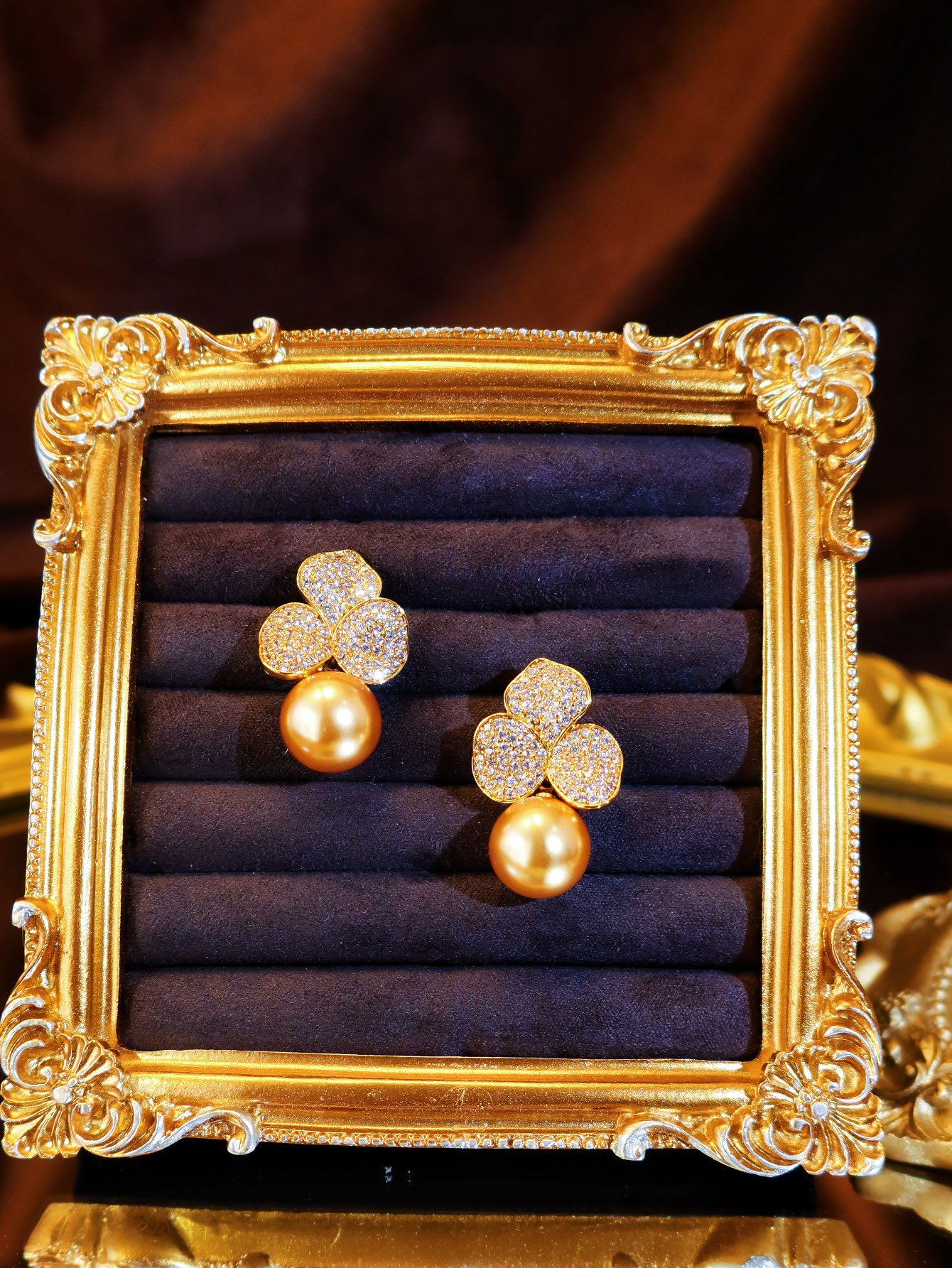 Gold Texture Stud Earrings