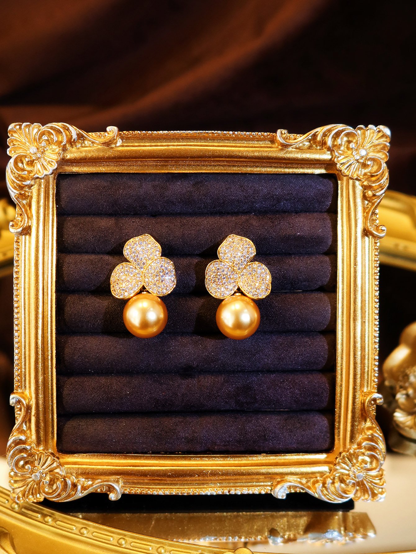 Gold Texture Stud Earrings