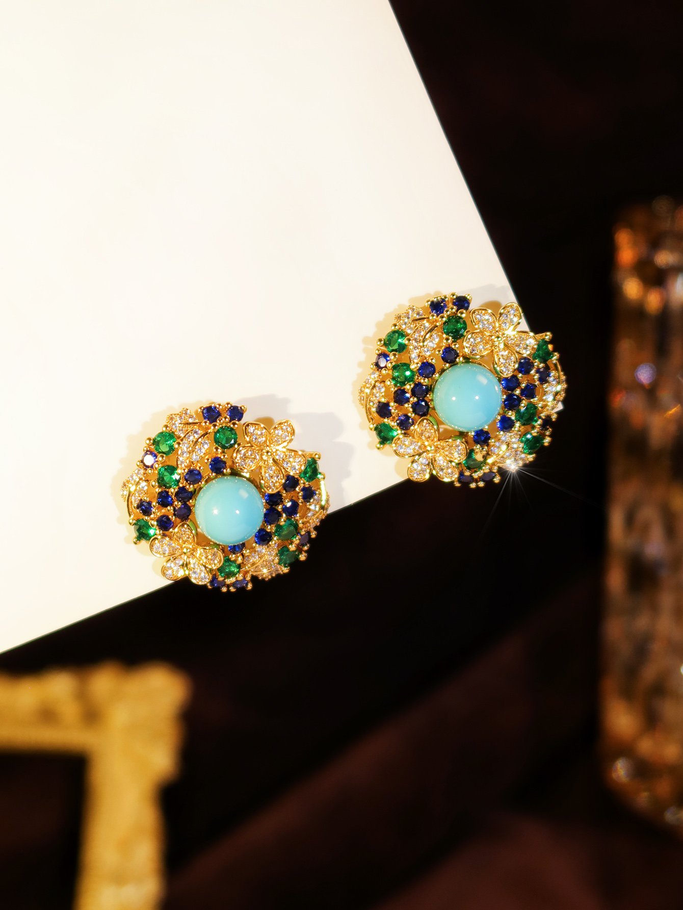 Gold Texture Stud Earrings