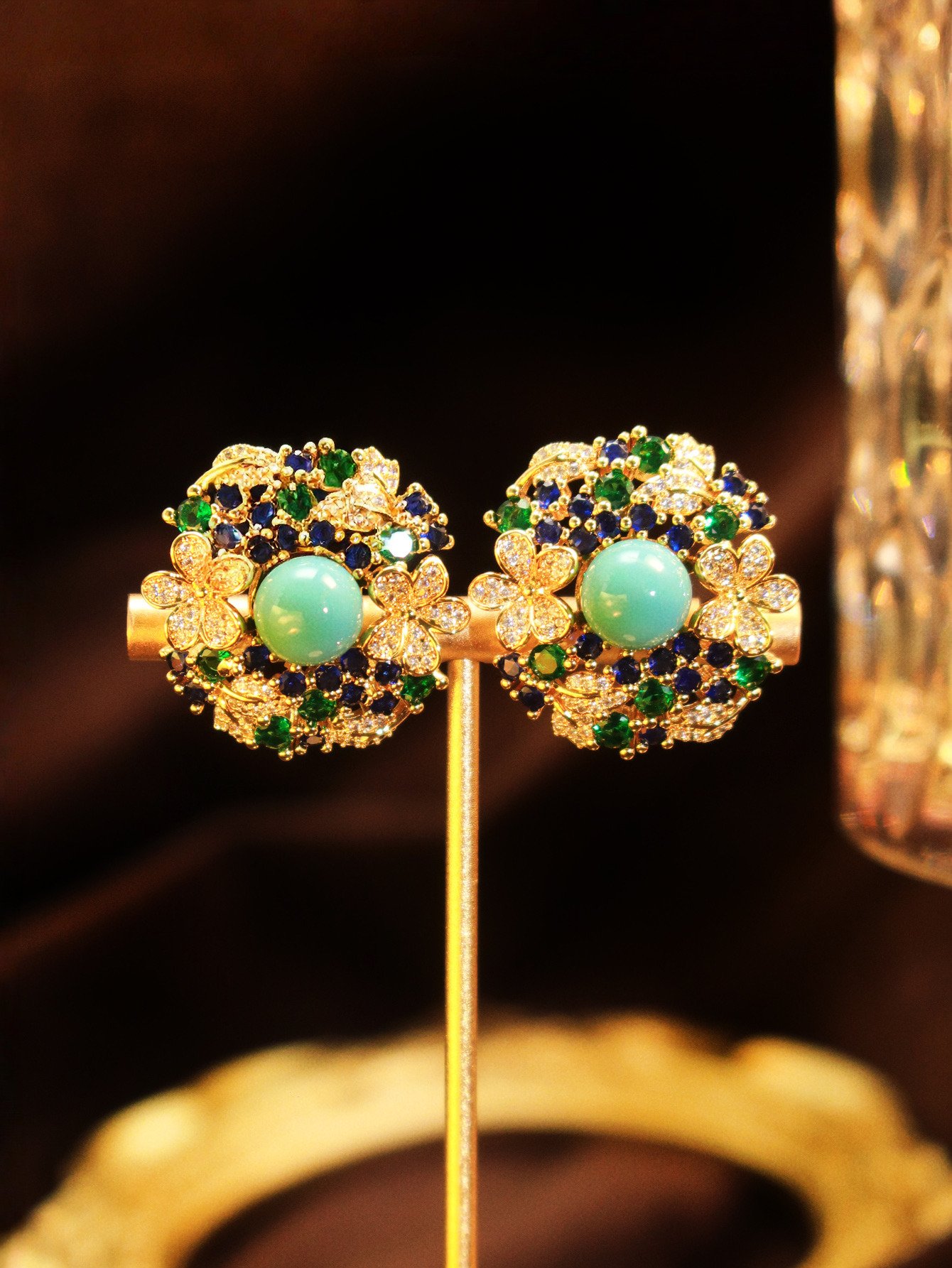 Gold Texture Stud Earrings